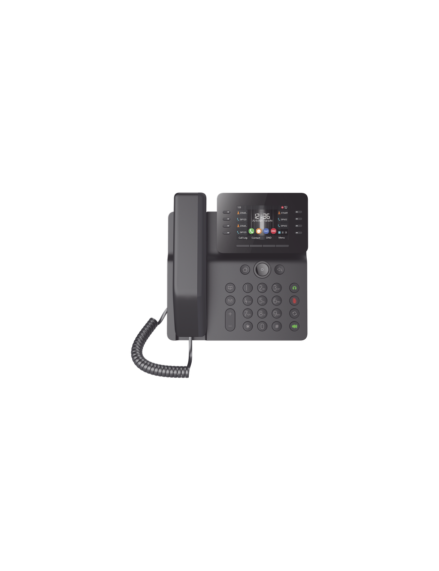 Teléfono IP Empresarial / 12 Líneas SIP / Pantalla Color 3.5" / Wi-Fi 