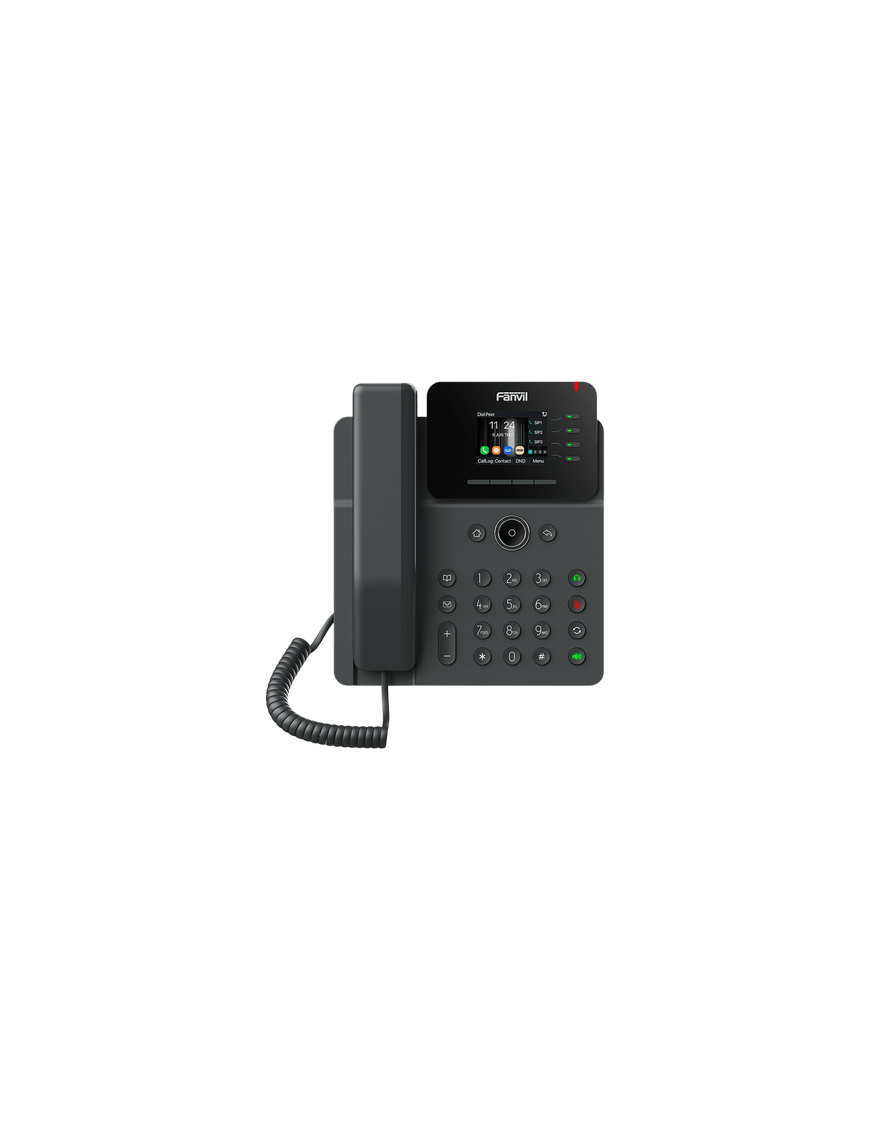 Teléfono IP Empresarial / 4 Líneas SIP / Pantalla Color 2.4" / Puertos
