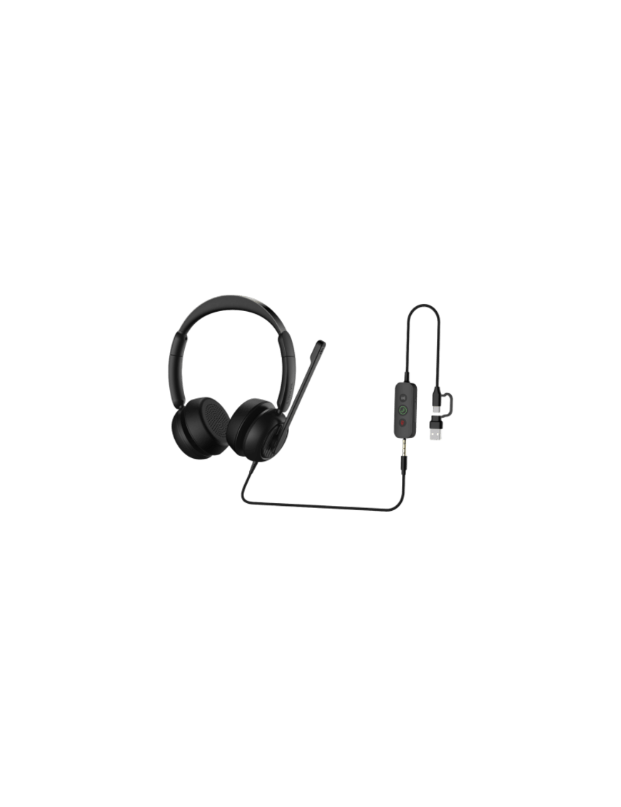 Diadema / Auricular con Cable / USB-C USB-A 3.5mm / Micrófono AI ENC /