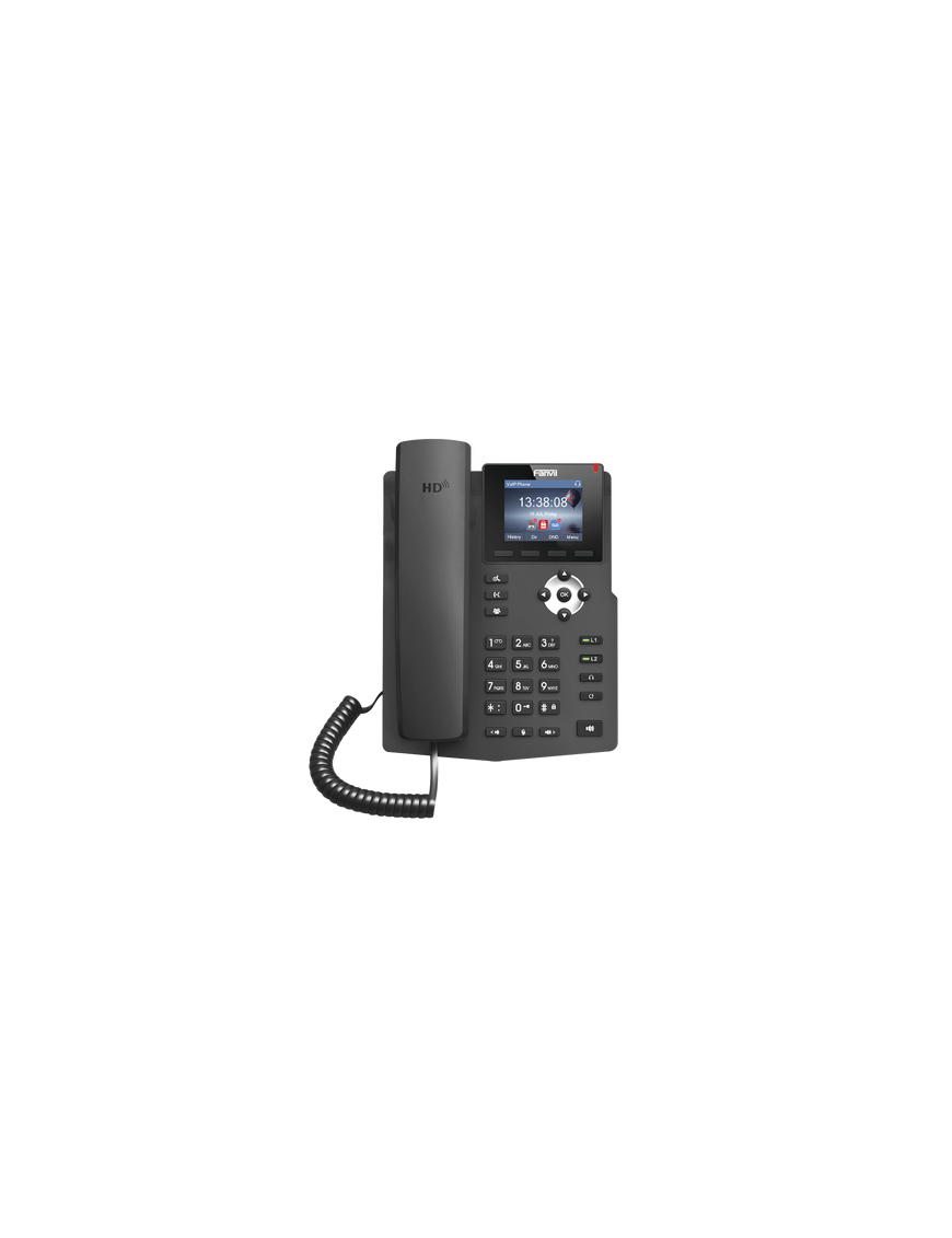 Teléfono IP empresarial para 2 lineas SIP con pantalla LCD de 2.4 Pulg